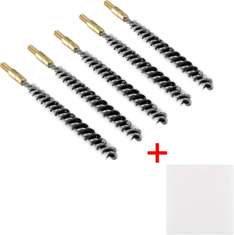 BOOSTEADY 5 Pcs Nylon Bristle Bore Gun Cleaning Brush for Pistol, 50 Professional Square Patches, .260/6.5MM, .17, .22, .357/9MM, .40, .45, .30 Caliber - Image 2