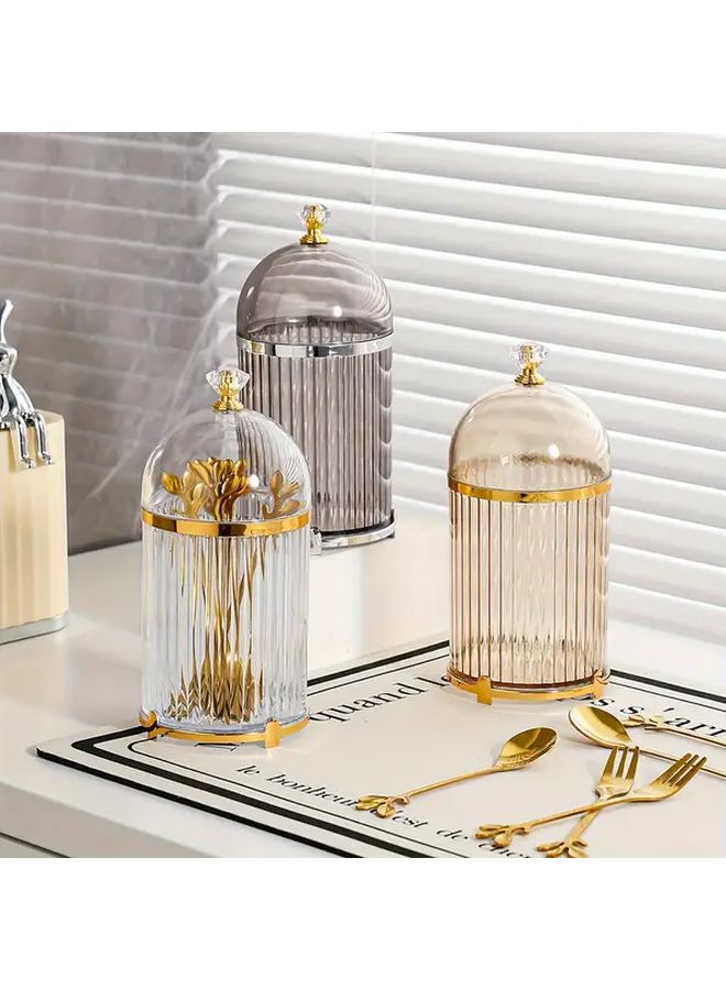 Ash Grey Flatware Organizer With Tension Mount Portable Cake Fork Storage Container 1pc - Image 2