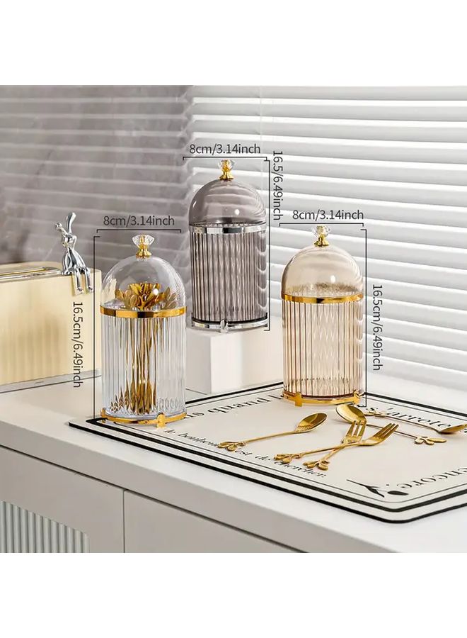 Ash Grey Flatware Organizer With Tension Mount Portable Cake Fork Storage Container 1pc - Image 5
