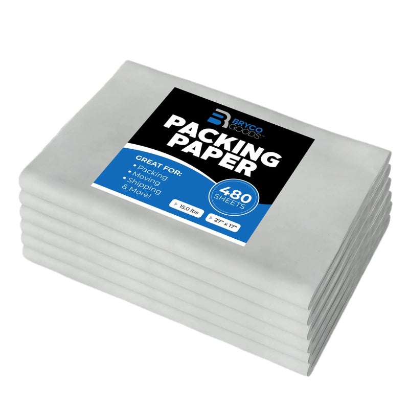Packing Paper Sheets for Moving  15lb  480 Sheets of Newsprint Paper  Must Have in Your Moving Supplies  27 x 17  Made in USA