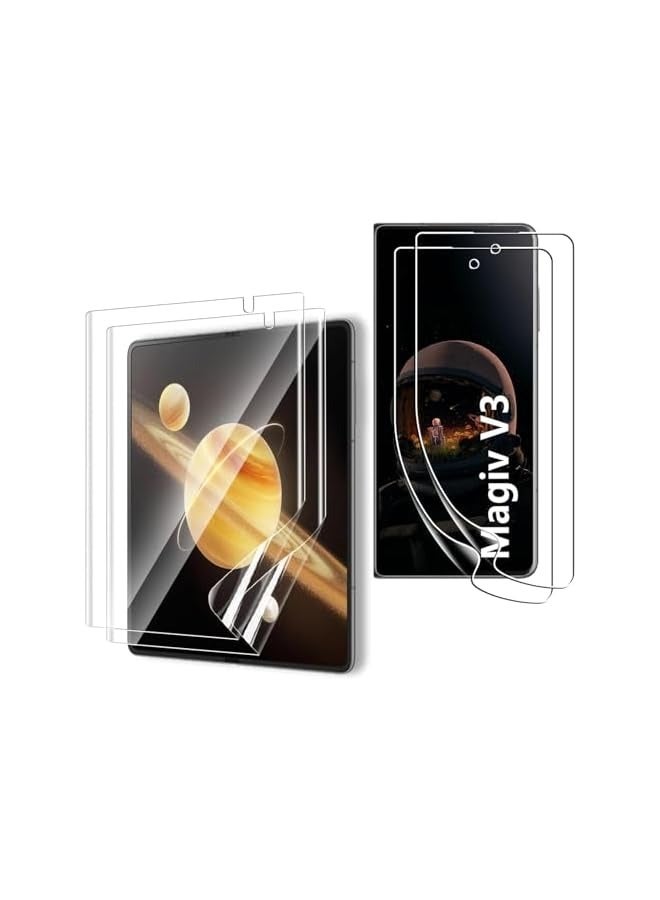 بروماس عبوتان متوافقتان مع واقي الشاشة Honor Magic V3، شاشة HD مغطاة بالكامل لـ Magic V2 Hydrogel واقي شاشة الفيلم الناعم، مضاد للخدش، خالٍ من الفقاعات - Image 1