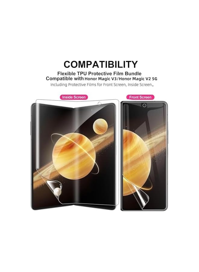 بروماس عبوتان متوافقتان مع واقي الشاشة Honor Magic V3، شاشة HD مغطاة بالكامل لـ Magic V2 Hydrogel واقي شاشة الفيلم الناعم، مضاد للخدش، خالٍ من الفقاعات - Image 3