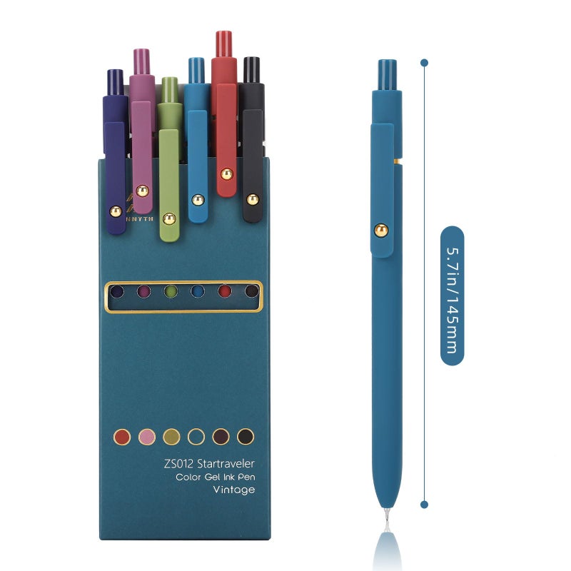 Ddaowanx Colorful Gel Pens, 0.5mm Fine Point Retractable,Multi Colored Pens for Journaling and Sketching,School Supplies,Stuffers for Teens, Gifts for Women (6Pcs-Vintage Colors) - Image 2