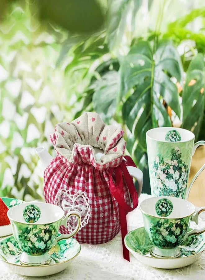 OLizee® 2pcs Insulated Tea Cozy for Teapot Tea Kettle Warmer Cover Teapot Cozy Cover Teapot Dust Cover Teapot Cozy Kettle Cover for Home Kitchen Decor Plaid - Image 5