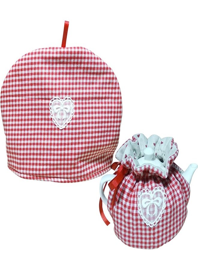 OLizee® 2pcs Insulated Tea Cozy for Teapot Tea Kettle Warmer Cover Teapot Cozy Cover Teapot Dust Cover Teapot Cozy Kettle Cover for Home Kitchen Decor Plaid - Image 1