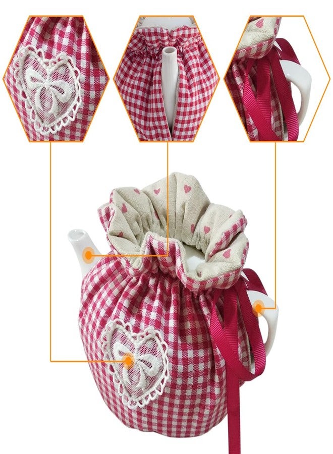 OLizee® 2pcs Insulated Tea Cozy for Teapot Tea Kettle Warmer Cover Teapot Cozy Cover Teapot Dust Cover Teapot Cozy Kettle Cover for Home Kitchen Decor Plaid - Image 4