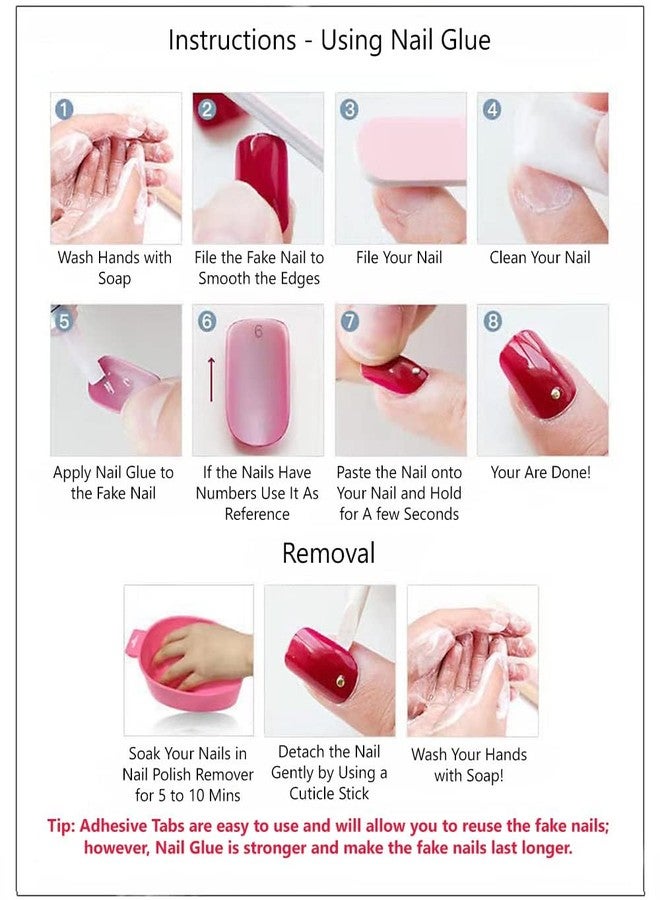FAVHOME Stick On Nails Acrylic Fake False Nail Kit with Sticker - For Quick and Easy DIY Manicures For Teens And Women 12 Pieces (Purple, Standard, Universal) - Image 4