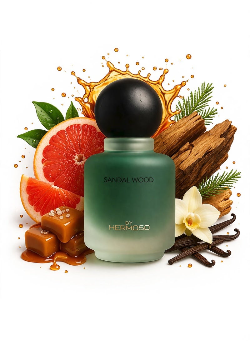 Hermoso عطر خشب الصندل، ١٠٠ مل | عطر يدوم طويلًا للرجال بنفحات خشب الصندل والفانيليا - Image 1