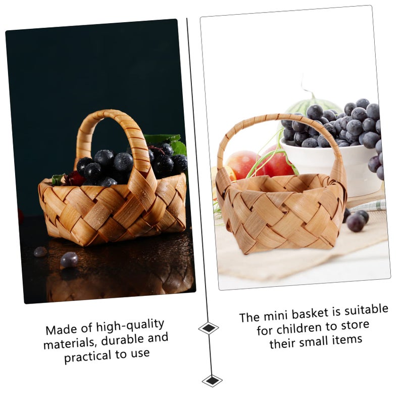 Multi Color Mini Woven Fruit Basket Portable Storage Decorative Photo Prop - Image 5