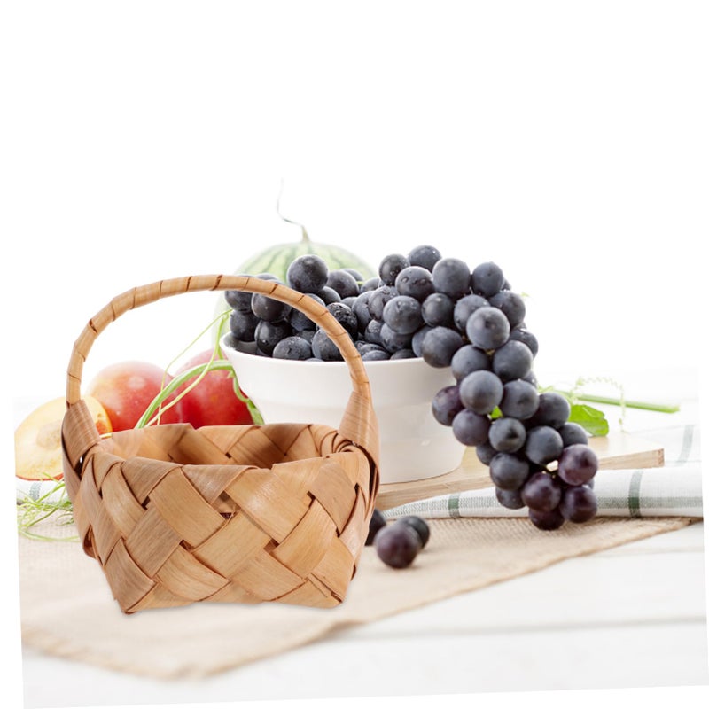 Multi Color Mini Woven Fruit Basket Portable Storage Decorative Photo Prop - Image 4