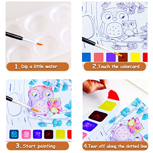 JUNQIU US JUNQIU Watercolor Coloring Books for Kids Ages 4-8, Pocket Watercolor Painting Book for Toddlers, Arts and Crafts for Girls Gifts, Stocking Stuffers For Kids - Image 3