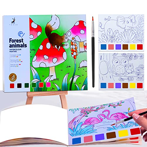 JUNQIU US JUNQIU Watercolor Coloring Books for Kids Ages 4-8, Pocket Watercolor Painting Book for Toddlers, Arts and Crafts for Girls Gifts, Stocking Stuffers For Kids - Image 1