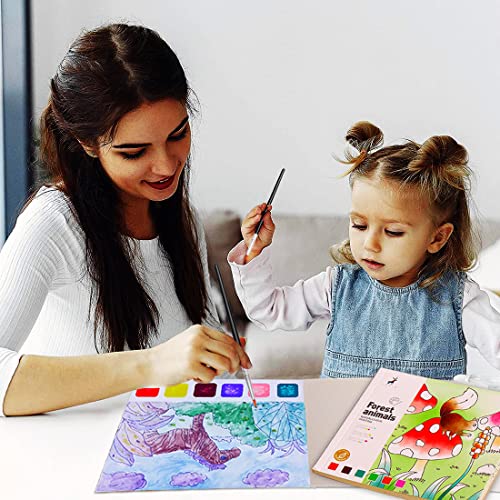 JUNQIU US JUNQIU Watercolor Coloring Books for Kids Ages 4-8, Pocket Watercolor Painting Book for Toddlers, Arts and Crafts for Girls Gifts, Stocking Stuffers For Kids - Image 2