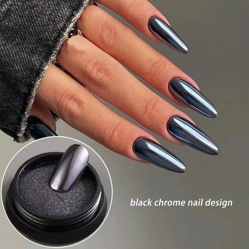Fcozpjk Chrome Nail Powder Set - 6 Colors Rose Gold Bronze Black Chrome Nail Powder, Mirror Effect for Nails, Metallic Rubbing Dust Chameleon Glitter Pigment Flakes, Manicure Salon Supplies - Image 5