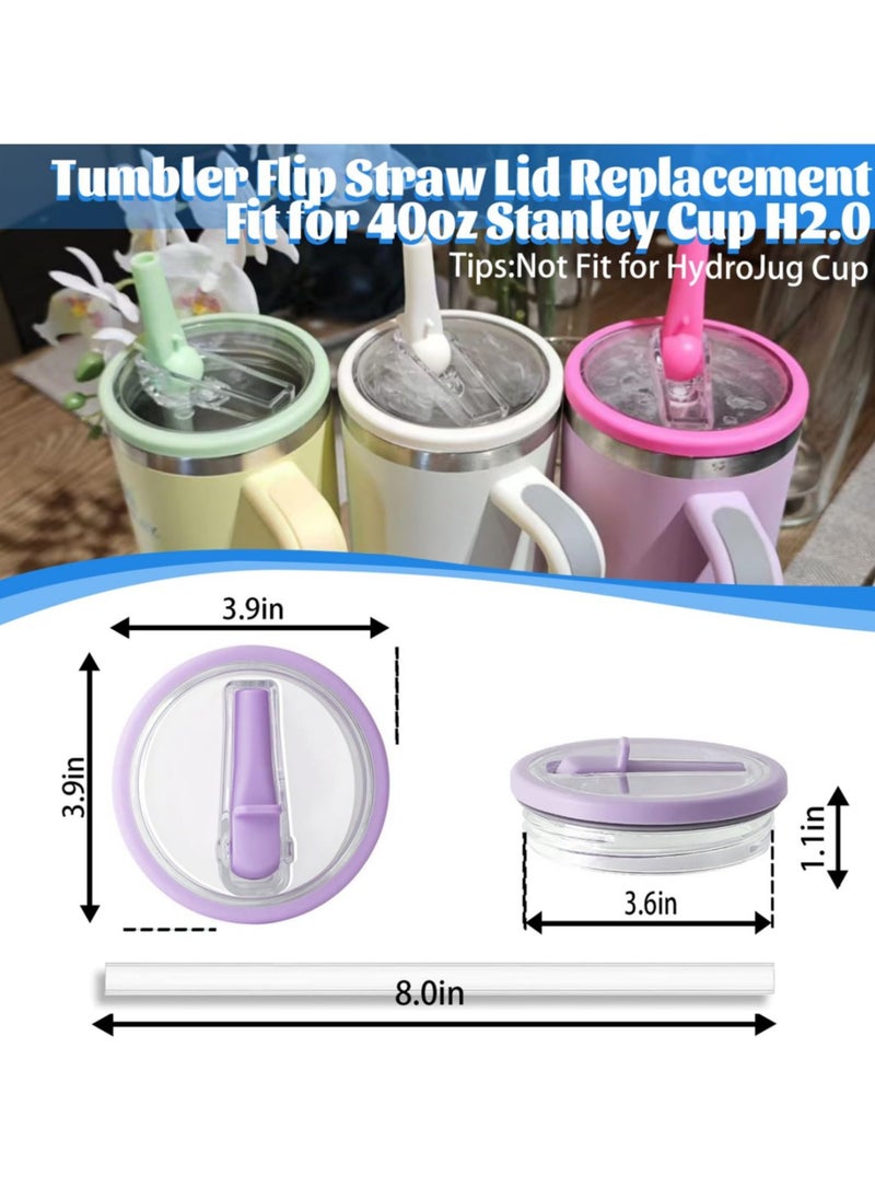 Generic - 40 OZ Tumbler Lid Replacement for Stanley Quencher, 2 Pack Flip Straw Replacement Lids with 2 Straws for 40 OZ Tumbler, Spill Proof Tumbler Lids for Stanley Cup, Beige - Image 1