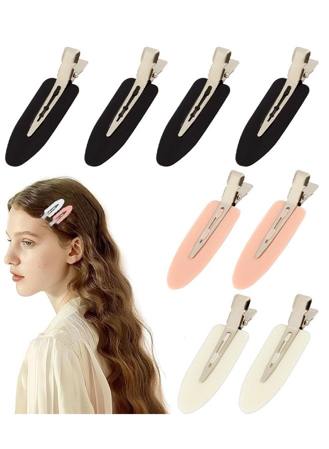 8 Pcs No Crease Hair Clips, No Bend Hair Clips, Flat Hair Barrettes Alligator Duck Billed Clips For Women Girls Styling Sectioning Makeup Bangs Curl Accessories Salon Hairstyle Pink, White, Black - Image 1