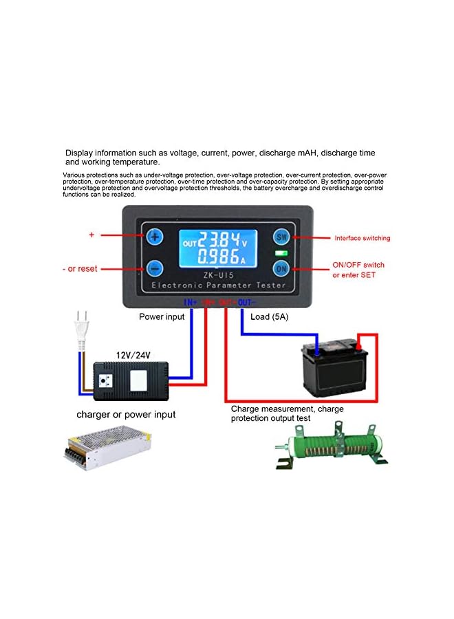 PROMASS promass Voltmeter, Volt Current Detector Panel Testing Meter Voltage Amp Meter Ac Power Meter LCD Digital Display for Lithium Iron Batteries  - Image 3