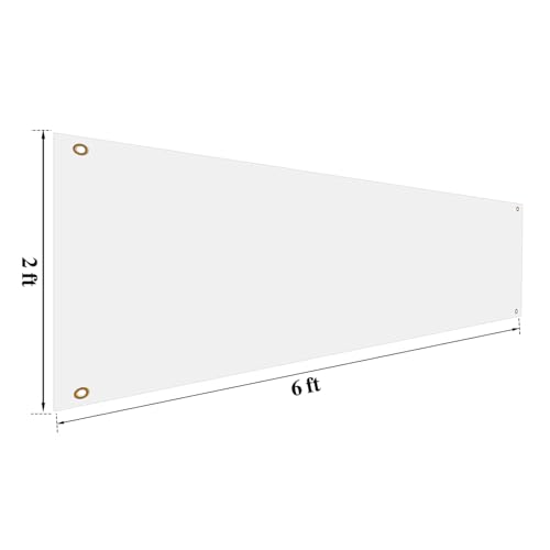 Zonon Large Blank Banners And Signs Polyester Oxford Cloth Sublimation Banner To Decorate With Hanging Rope For Indoor Wall Outdoor Easy Hang Diy Signs For Business Office(White,2 x 6 Feet) - Image 2