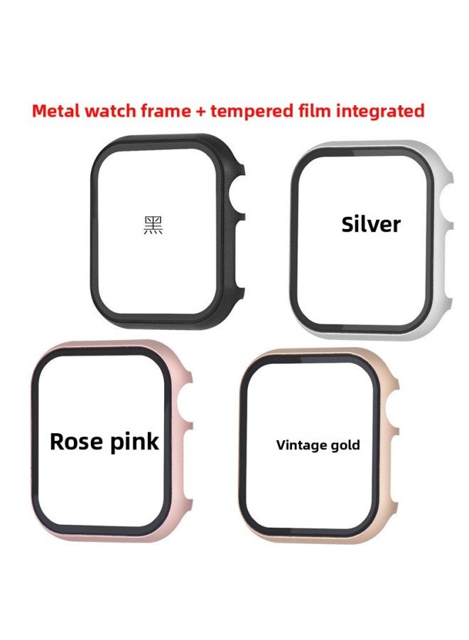 For Apple Watch Metal All-inclusive Protective Shell For Apple Watch12345 + Tempered Film All-in-One Case-Color:Silver-Exterior Dimension:44MM