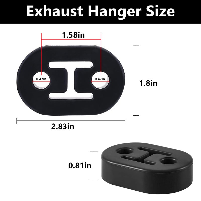 BFXM Exhaust Rubber Hanger, rubber muffler hangers. Rubber Insulator Bushing Mount, rubber exhaust mounts with 2 Holes 0.47 Inch, Universal Fit - Image 2