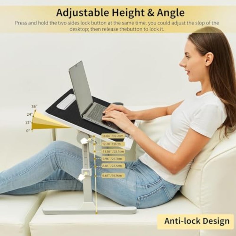 Laptop Bed Tray Desk with LED Desk Light, Large Portable Laptop Desk for Bed, Foldable Lap Desk Bed Tray, Adjustable Bed Laptop Table Stand for Writing and Reading with Storage Drawer,XL - Image 2