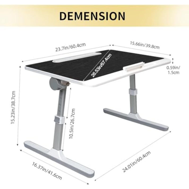Laptop Bed Tray Desk with LED Desk Light, Large Portable Laptop Desk for Bed, Foldable Lap Desk Bed Tray, Adjustable Bed Laptop Table Stand for Writing and Reading with Storage Drawer,XL - Image 4