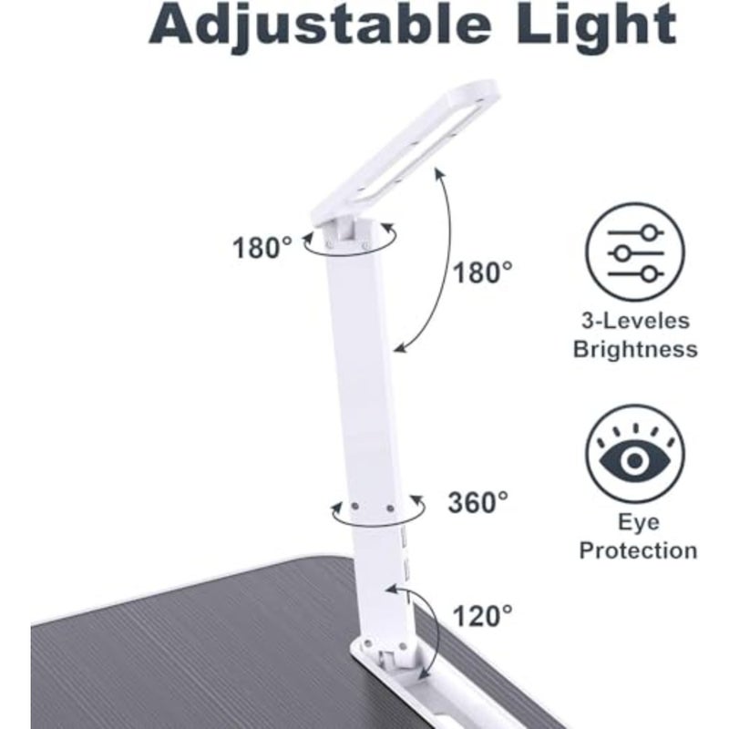 Laptop Bed Tray Desk with LED Desk Light, Large Portable Laptop Desk for Bed, Foldable Lap Desk Bed Tray, Adjustable Bed Laptop Table Stand for Writing and Reading with Storage Drawer,XL - Image 3