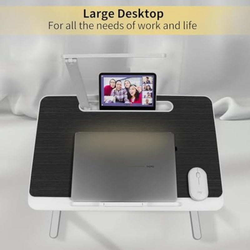 Laptop Bed Tray Desk with LED Desk Light, Large Portable Laptop Desk for Bed, Foldable Lap Desk Bed Tray, Adjustable Bed Laptop Table Stand for Writing and Reading with Storage Drawer,XL - Image 5