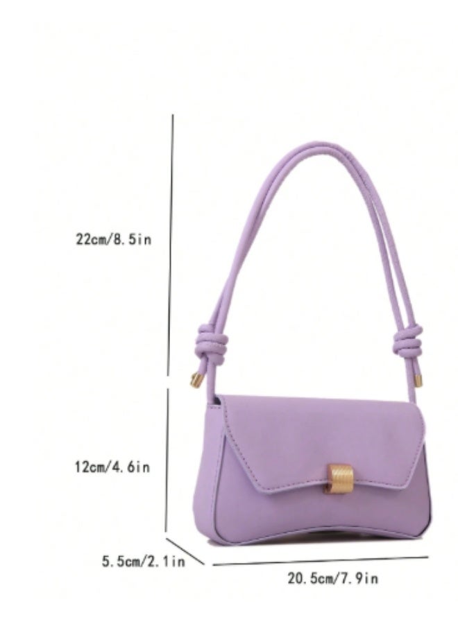 عرب شنطة كتف نسائية بتصميم باغيت ميني، لون بنفسجي جذاب، ستايل رجعي عصري ومينيمال، مثالية للجامعة والخروجات - Image 2