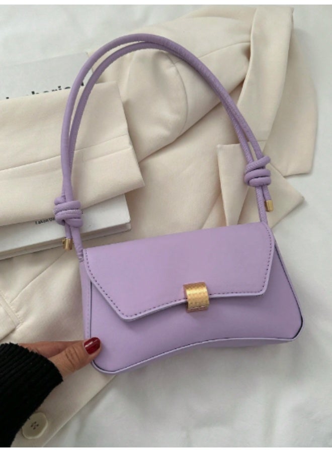 عرب شنطة كتف نسائية بتصميم باغيت ميني، لون بنفسجي جذاب، ستايل رجعي عصري ومينيمال، مثالية للجامعة والخروجات - Image 1