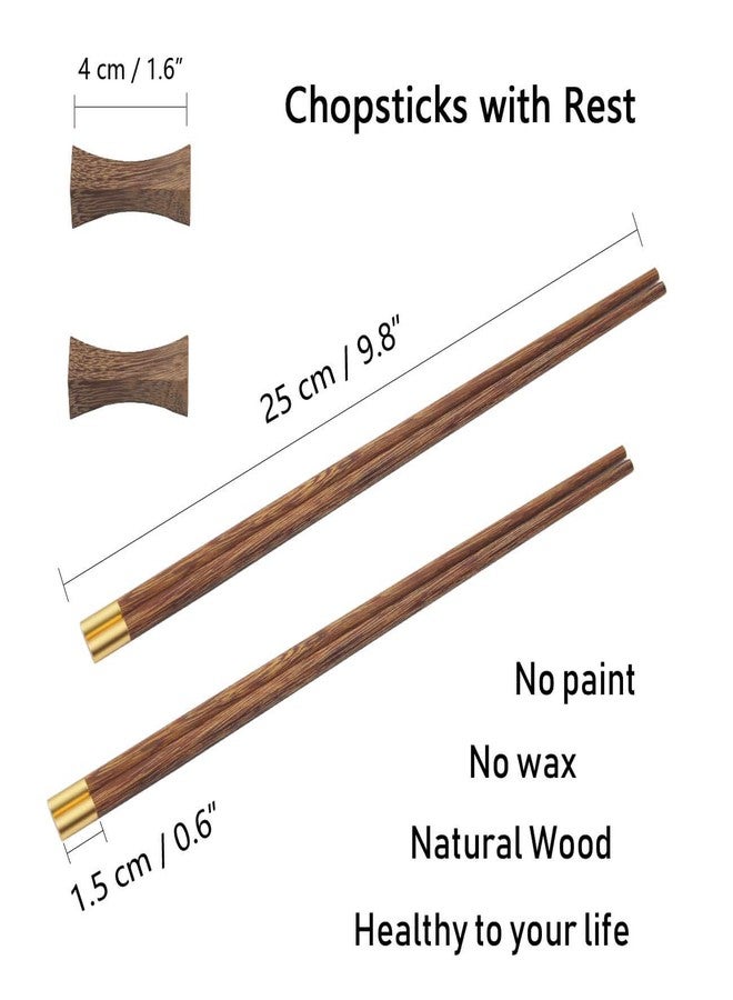 Kenpal Wooden Chopsticks Reusable with Case, Chinese Chop Sticks Set with Holder 2 Pair (Wenge) - Image 5