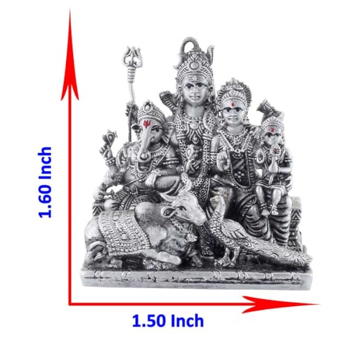 PRD CARATCAFE Silver 925 Shiv Parivar Lord Shiva Maa Parvati Ganesh Ji Kartikeya Nandi & Peacock Statue, 46+ GMS God Murti for Home Pooja Decor Gift - Image 5