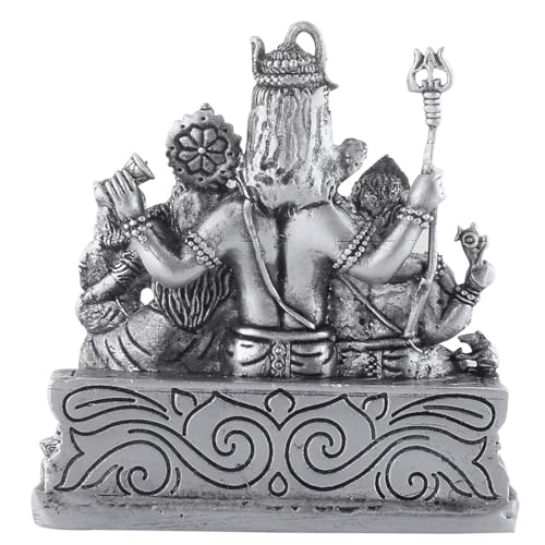 PRD CARATCAFE Silver 925 Shiv Parivar Lord Shiva Maa Parvati Ganesh Ji Kartikeya Nandi & Peacock Statue, 46+ GMS God Murti for Home Pooja Decor Gift - Image 4