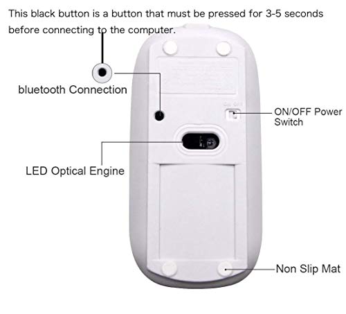 KLO Rechargeable Bluetooth Mouse for MacBook/MacBook air/Pro/iPad, Wireless Mouse for Laptop/Notebook/pc/iPad/Chromebook (BT/A Green-Blue) - Image 3