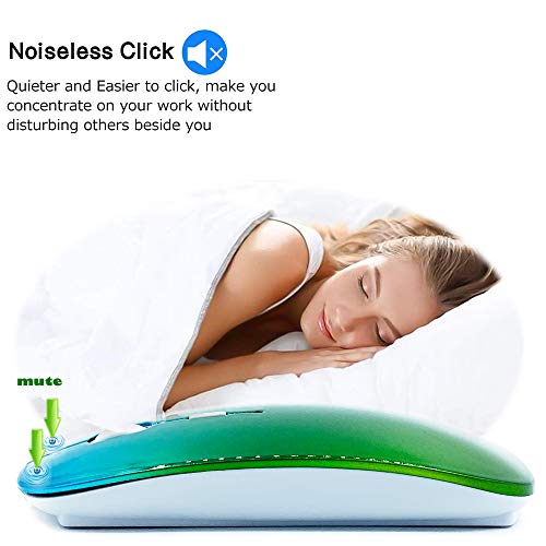 KLO Rechargeable Bluetooth Mouse for MacBook/MacBook air/Pro/iPad, Wireless Mouse for Laptop/Notebook/pc/iPad/Chromebook (BT/A Green-Blue) - Image 2