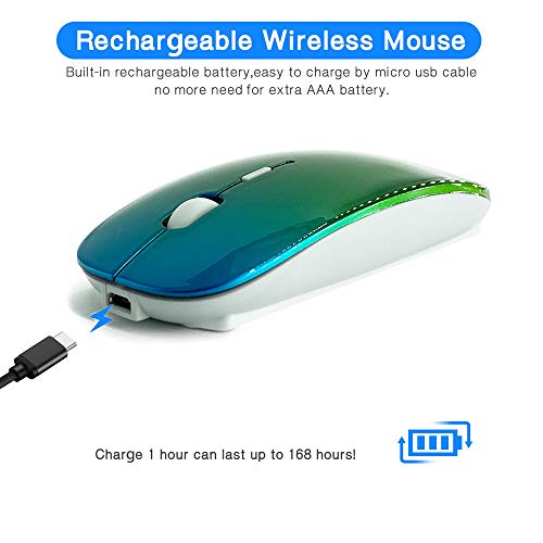 KLO Rechargeable Bluetooth Mouse for MacBook/MacBook air/Pro/iPad, Wireless Mouse for Laptop/Notebook/pc/iPad/Chromebook (BT/A Green-Blue) - Image 5