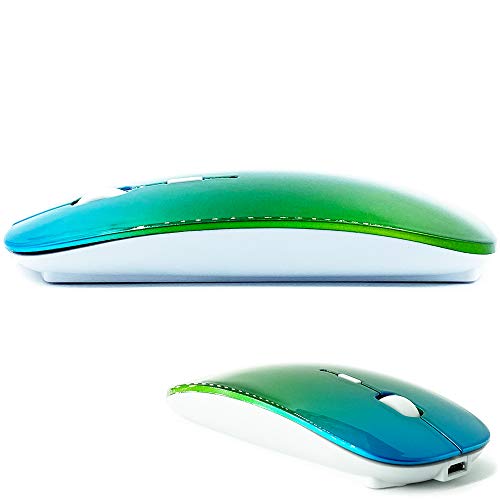 KLO Rechargeable Bluetooth Mouse for MacBook/MacBook air/Pro/iPad, Wireless Mouse for Laptop/Notebook/pc/iPad/Chromebook (BT/A Green-Blue) - Image 4