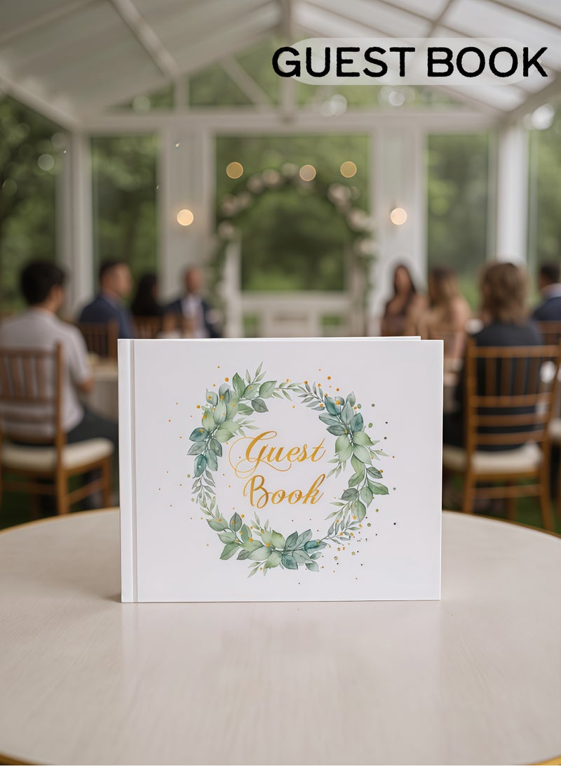 سجل الضيوف، سجل الضيوف المثالي لحفلات الزفاف وحفلات استقبال المواليد وحفلات الزفاف والمناسبات الخاصة - 120 صفحة فارغة لتسجيل الحضور والصور في حفلات الزفاف والحفلات والمزيد - غلاف مقوى جميل - Image 1