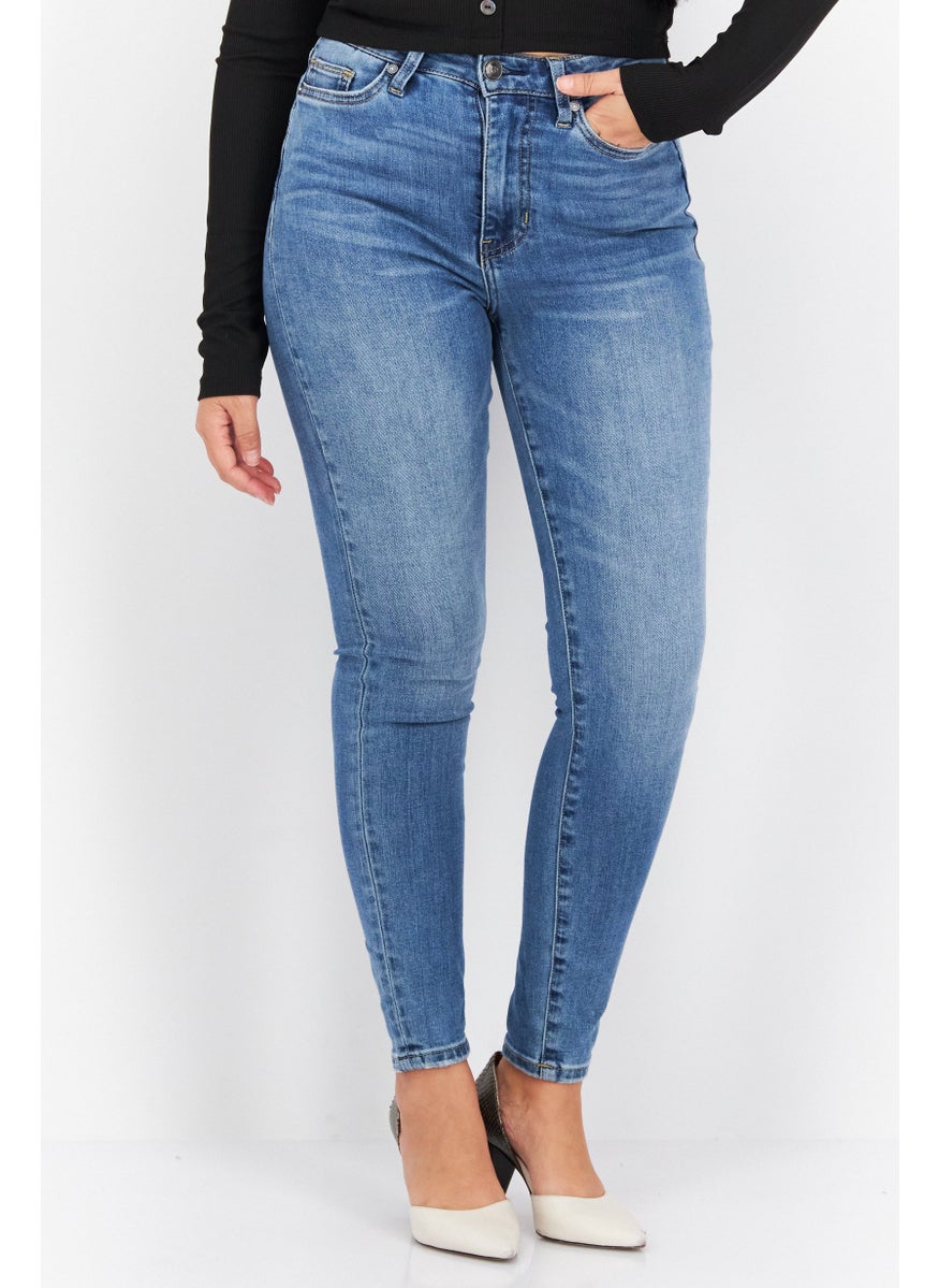 Earnest Sewn Women Skinny Fit Washed Stretchable Jeans, Blue  - Image 1