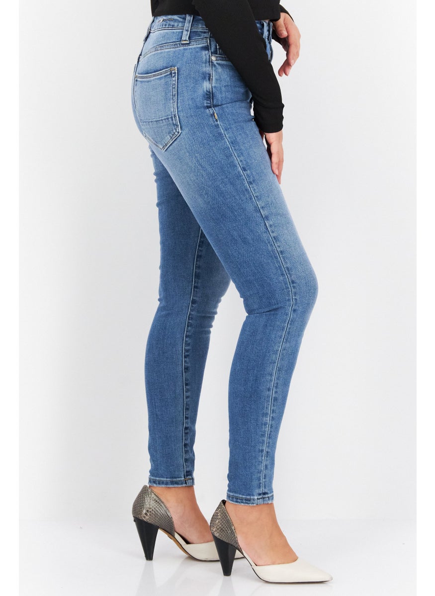 Earnest Sewn Women Skinny Fit Washed Stretchable Jeans, Blue  - Image 2