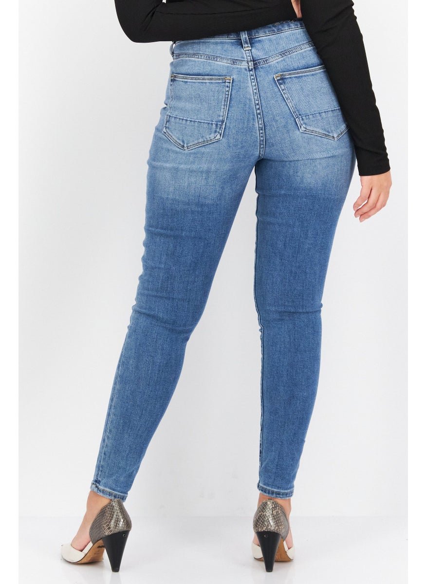Earnest Sewn Women Skinny Fit Washed Stretchable Jeans, Blue  - Image 3