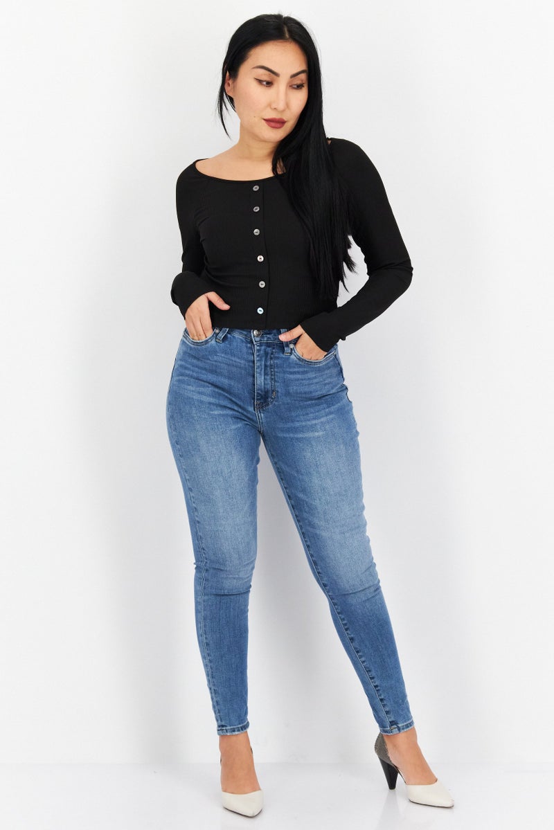 Earnest Sewn جينز ضيق للنساء، مغسول وقابل للتمدد، أزرق - Image 4