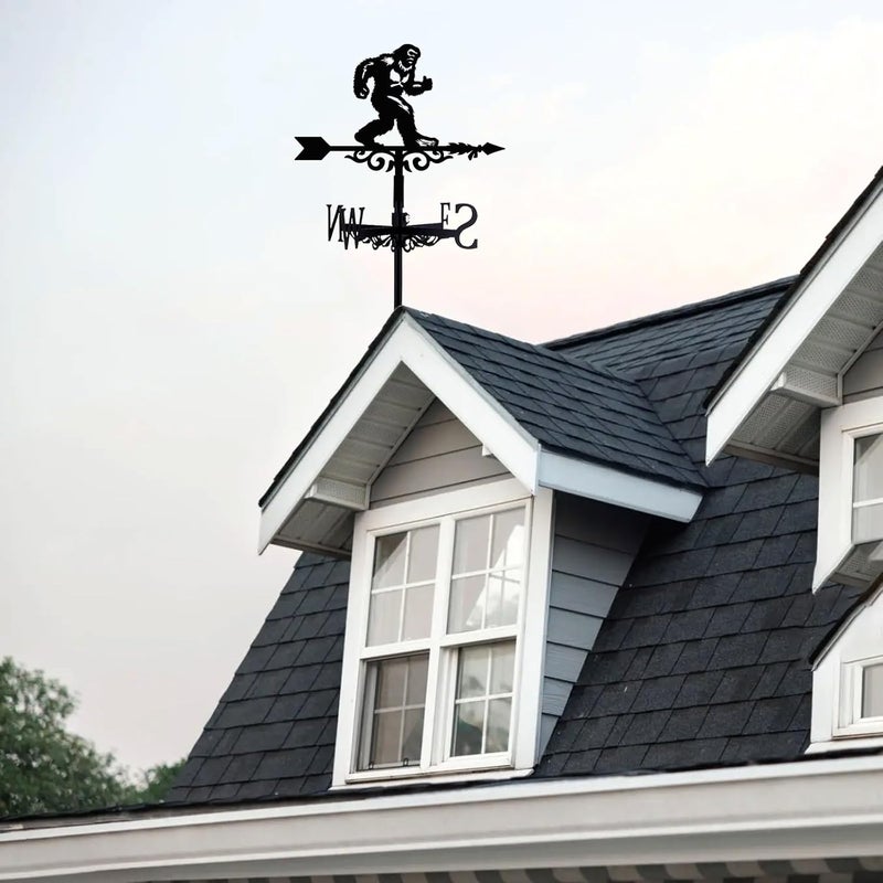 beinkmake Bigfoot Weathervane Arrow Metal Wind Vane Big Foot Sasquatch Weathercock Garden Decoration Wind Direction Indicator Stake Roof Mount Ornament for Farmhouse Yard Outdoor - Image 5