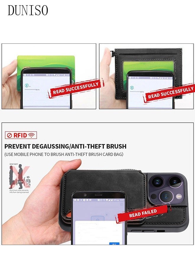 DUNISO Samsung Galaxy S24 Ultra Phone Case Full Body Protective Phone Cover Anti-fall Anti-fingerprint Phone Case With Phone Holder and Credit Card Holder for Galaxy S24 Ultra 5G Phone Case - Image 3