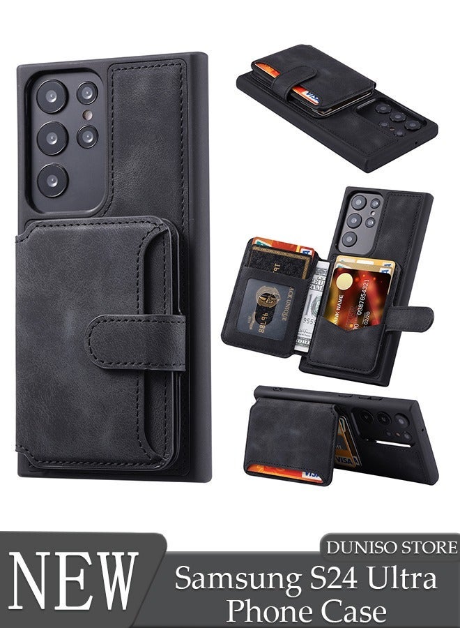 DUNISO Samsung Galaxy S24 Ultra Phone Case Full Body Protective Phone Cover Anti-fall Anti-fingerprint Phone Case With Phone Holder and Credit Card Holder for Galaxy S24 Ultra 5G Phone Case - Image 1