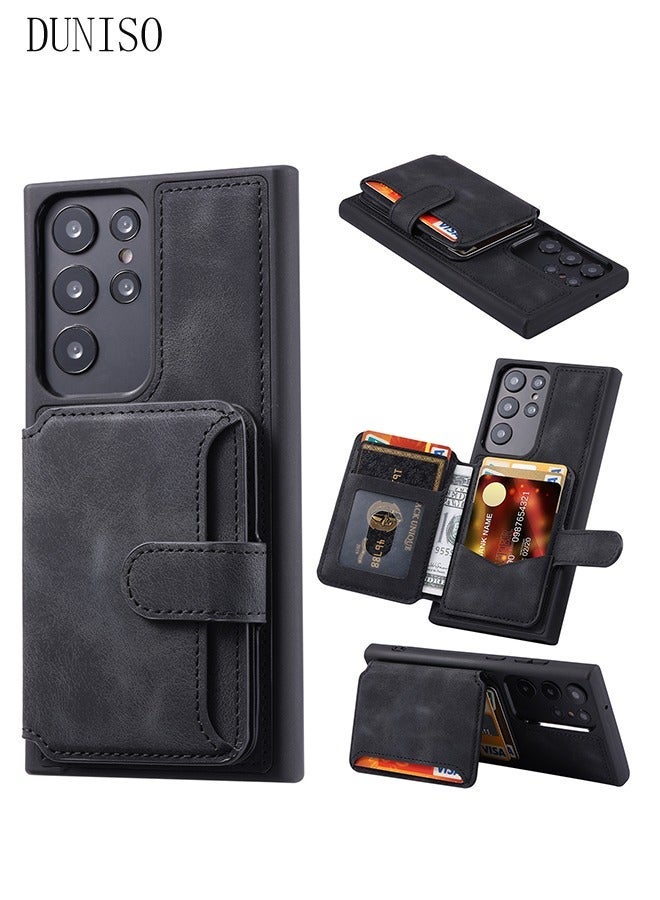 DUNISO Samsung Galaxy S24 Ultra Phone Case Full Body Protective Phone Cover Anti-fall Anti-fingerprint Phone Case With Phone Holder and Credit Card Holder for Galaxy S24 Ultra 5G Phone Case - Image 5