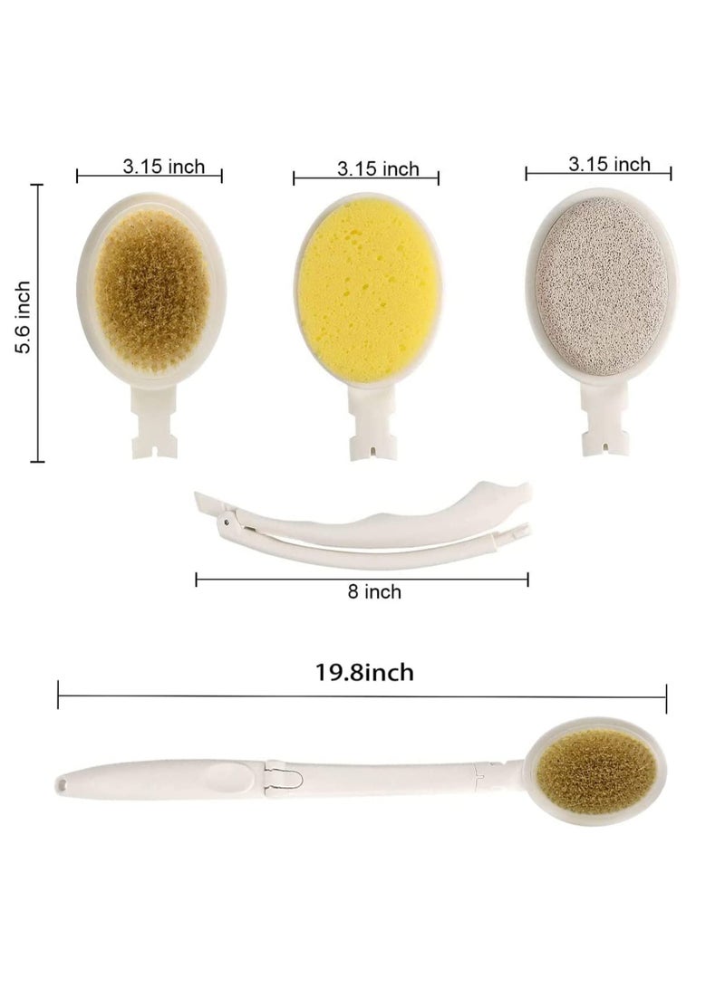SOLARAE Body Brush Set, Stiff Bath with Long Handle, 3 in 1 Foldable Shower Brush Back Scrubber with Brush Sponge Pumice Head for Bath and Shower, Exfoliating or Dry Skin Brushing 19 - Image 5