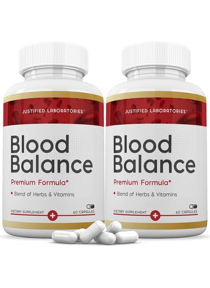 Justified Laboratories - (2 Pack) Blood Balance Premium Formula,Blend of Herbs & Vitamins - 120 Capsules - Image 1