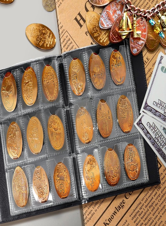 كتاب كوليكت هول المصغر المضغوط للعملات المعدنية، ألبوم يتسع لـ 108 عملات معدنية، حامل عملات معدنية محمول لهواة الجمع، مناسب للسفر والاستخدام المنزلي، أسود - Image 2