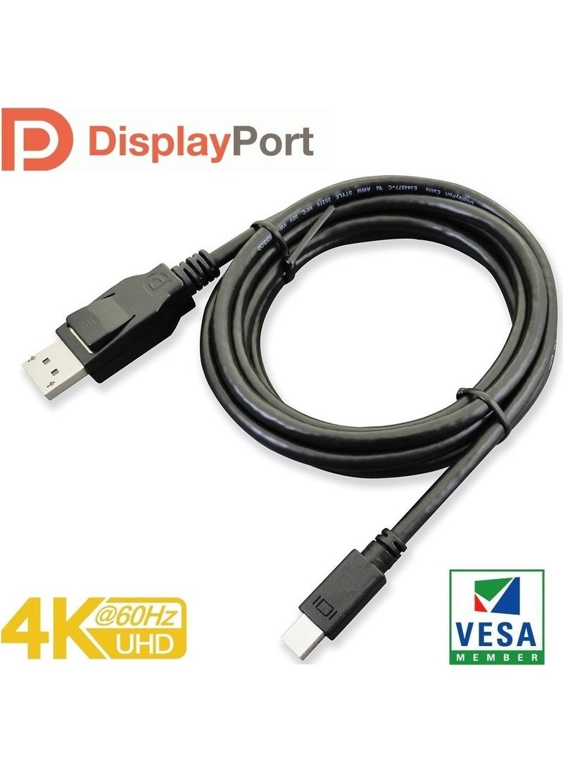 V1.2 Vesa DisplayPort Certified 21.60 Gbps Bandwith 5K 30Hz, 4K 60Hz, 2K 165Hz, 1080p 240Hz Supported FreeSync G-Sync Thunderbolt 2 Mini Displayport Cable - CK01